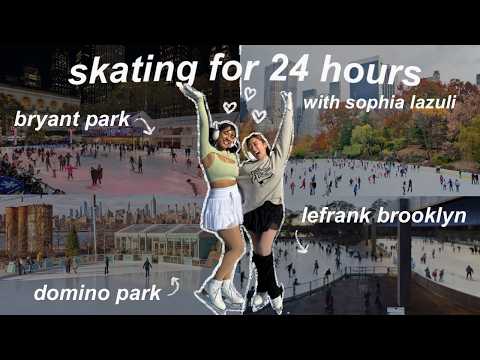 Видео: 24 ЧАСА катаемся на коньках в Нью-Йорке с @SophiaLazuli ⛸️❄️ | Видеоблог об открытых катках в Нью...