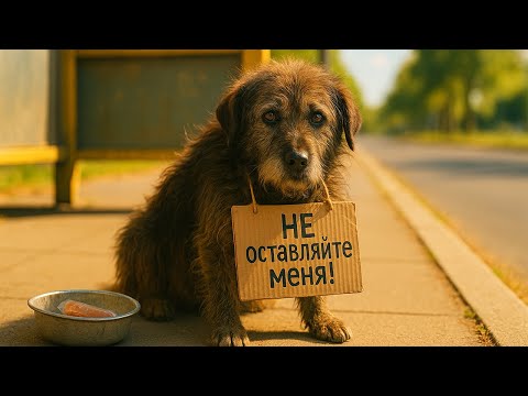 Видео: На остановке сидел пёс с табличкой. То, что на ней было написано — не оставит вас равнодушными…