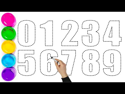 Видео: Изучаем цифры. Следуйте за точками и напишите номера цветов маркером. 0-9. Напишите цифры.