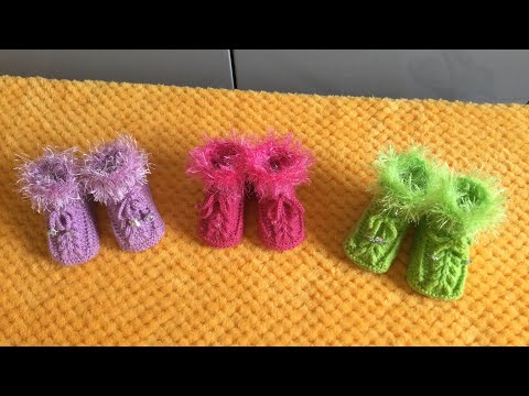 Видео: ДЕТСКИЕ  ПИНЕТКИ  С  УЗОРОМ  «ГИАЦИНТ» ( на русском языке). Часть 2. ❤️❤️❤️Chaussons pour bébé