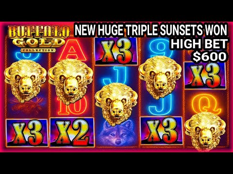 Видео: Новый огромный джекпот с ❌2 ❌3 ❌3 Sunsets on Buffalo Gold Slot