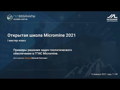 Видео: I мастер-класс. Примеры решения задач геологического обеспечения в ГГИС Micromine