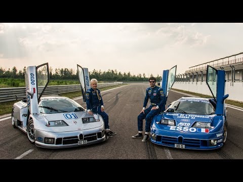 Видео: На трассе с гоночными автомобилями Bugatti EB110 (Ле-Ман и IMSA) - Давиде Чирони