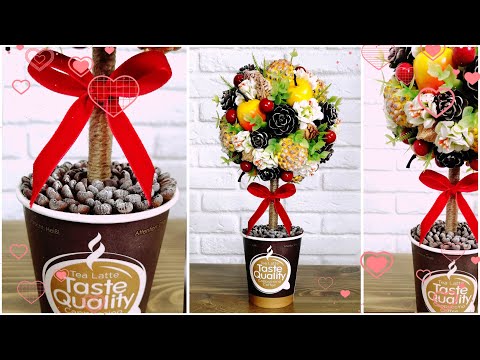 Видео: Скомкала журнал, добавила фольгу и шпажки / Осенний топиарий в кофейном стаканчике