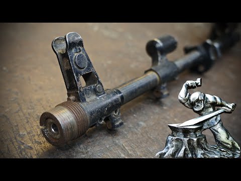 Видео: Дамасская сталь из ствола от АК.