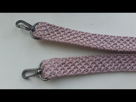 Видео: Оригинальная ручка для сумки крючком. Тунисское вязание. Crochet bag handle.  Tunisian knitting.