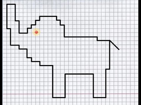 Видео: Слон (графический диктант по клеточкам), рисуем по клеточкам слона