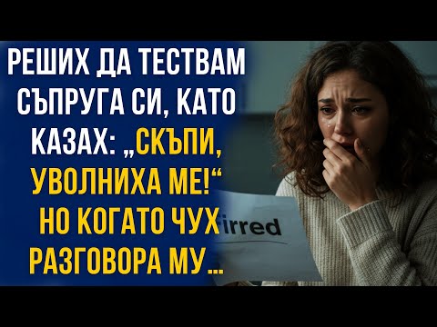 Видео: Реших да тествам съпруга си, като казах: „Скъпи, уволниха ме!“Но когато чух разговора му…