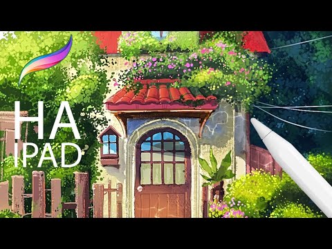 Видео: Рисуем домик в стиле Ghibli на IPad . Часть 2. Кисти и мулечки.