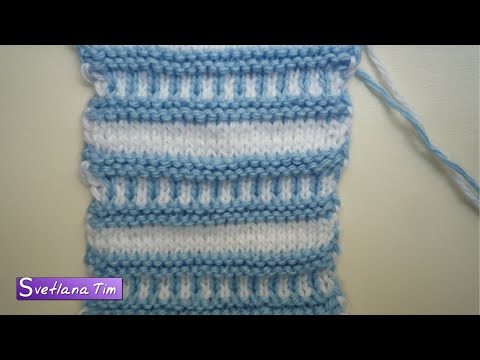 Видео: Жаккардовый узор "Горизонтальные полосочки". Вязание спицами / ЖАККАРД СПИЦАМИ № 196