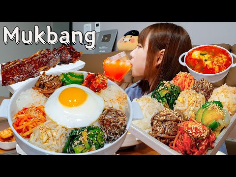 Видео: Sub)Real Mukbang- Пибимпап 🍱 Ребрышки на гриле 🍖 Мягкое рагу из тофу 🔥Коктейль 🍹 КОРЕЙСКАЯ ЕДА ASMR