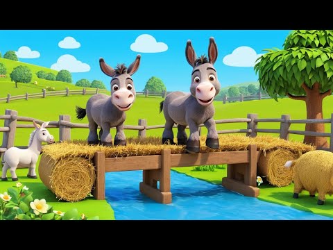 Видео: Осел строит мост из тюков сена 🌉🐴