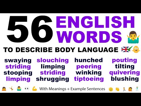 Видео: 56 английских слов для описания языка тела! (значения + примеры предложений)