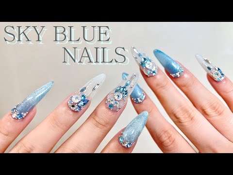 Видео: Небесно-голубой магнитный гвоздь💗 Самое простое гелевое наращивание / наращивание ногтей / нейл-арт