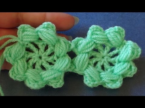 Видео: Мотив с пышными столбиками - The motif with puff stitch