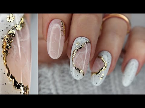 Видео: 😍ВАУ! БЕТОН И МРАМОР НА НОГТЯХ | Мраморный маникюр с поталью / Трендовый дизайн ногтей 2021
