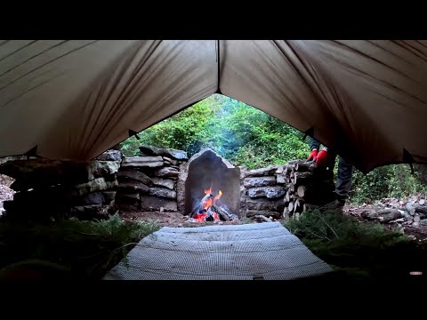 Видео: Бушкрафт-кемпинг в пустыне с моей собакой, приготовление пищи в дикой природе, звуки природы, асмр