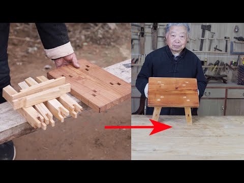 Видео: Дедушка Аму делает табуретку с пазами и шипами.