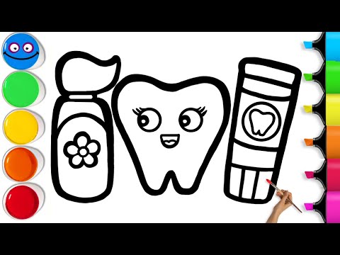 Видео: Как нарисовать милый зуб, зубную щётку и зубную пасту | Простое пошаговое руководство