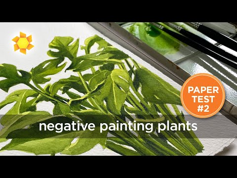 Видео: Негативная живопись (растения) | Тест акварельной бумаги №2