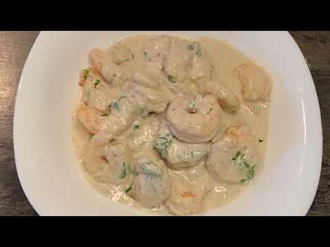 Видео: Креветки в сливках. Shrimp in cream.