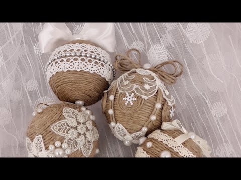 Видео: DIY.Новогодние шары из джута.