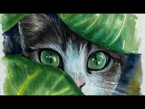 Видео: Как нарисовать кошку акварелью? Пошаговый урок.
