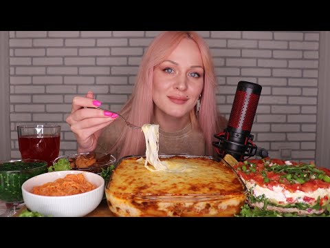 Видео: MUKBANG | Мусака (запеканка), салат с тунцом, закуски | Moussaka, tuna salad, appetizers не ASMR