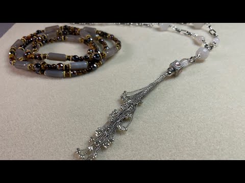 Видео: Кисть  « Лисий хвост « из цепочки! МК ! Бусы с агатом и тигровым глазом !