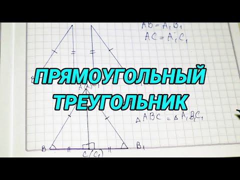 Видео: Прямоугольный треугольник. Признаки равенства прямоугольных треугольников - 7 класс геометрия