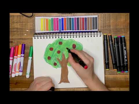 Видео: Урок рисования для детей от 3 лет. Рисуем Яблоню!