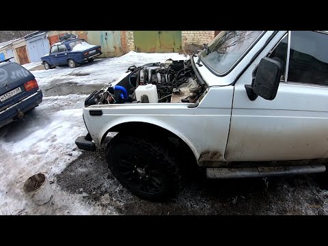 Видео: свап двигателя ваз 124 в ниву. первый выезд.
