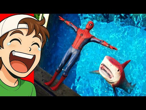 Видео: Сумасшедший ЧЕЛОВЕК ПАУК! Неудачные ПАДЕНИЯ и ФЕЙЛЫ в GTA 5! (Реакция)
