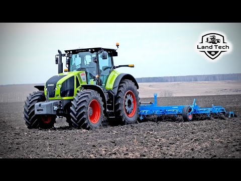 Видео: Как управлять новым трактором CLAAS Axion 940 с автопилотом! Работа с культиватором LEMKEN Korund 8!