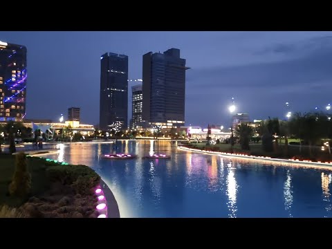 Видео: Ночная прогулка Ташкентсити . Танцующий фонтан до конца.4K Night  Tashkent city Dancing fountain