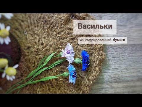 Видео: Васильки из гофрированной бумаги. Несложный реалистичный способ