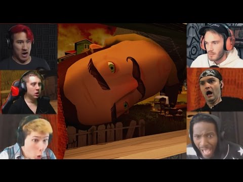 Видео: "Реакции Летсплейщиков" на Огромного Соседа из Hello Neighbor!