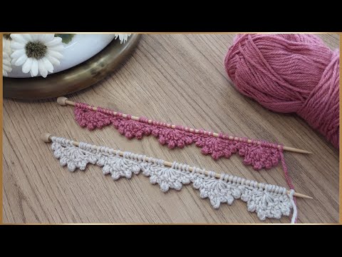 Видео: Техника вязания ажурного края 🎉 Простые узоры для вязания на двух спицах #вязание