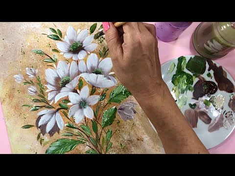 Видео: 🎨Научитесь рисовать цветы акрилом / Легко, быстро и очень элегантно.