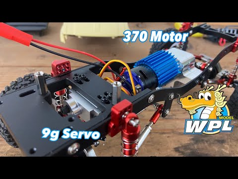 Видео: Установка мотора WPL C14 370 с металлической шестерней и сервоприводом 9g