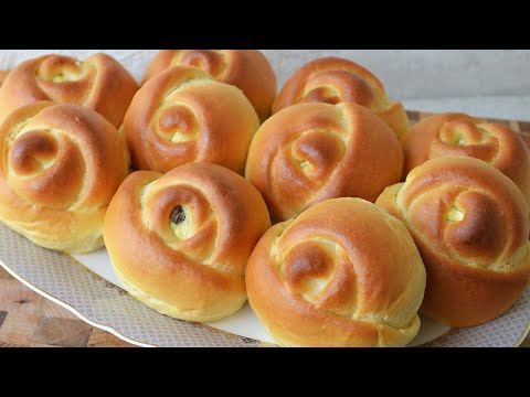 Видео: Сдобные булочки "Розы" с творогом и изюмом | Butter buns "Roses" with cottage cheese and raisins