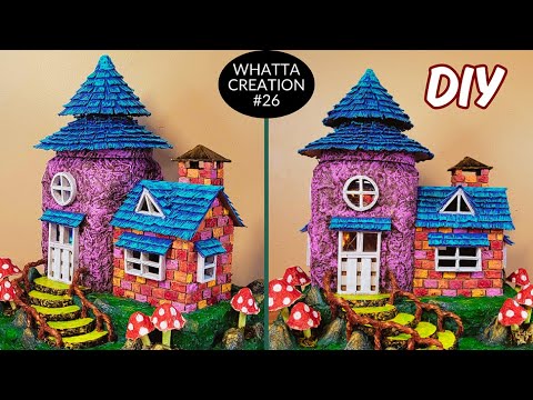 Видео: DIY Fairy House using Plastic Container and Cardboard | Casa de Hadas | Сказочный дом | परियों का घर