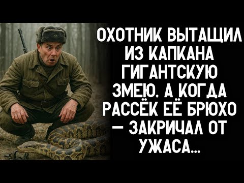 Видео: Охотник вытащил из капкана гигантскую змею, а когда рассёк её брюхо — закричал от ужаса!