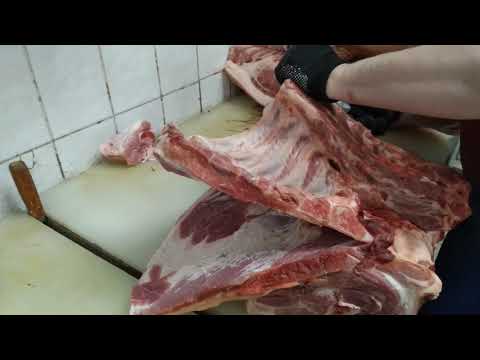 Видео: Нож сталь д2 по свинине нарезка.