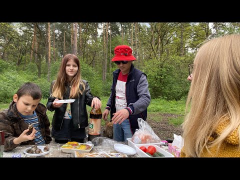 Видео: ВЛОГ Семейный пикник или приключения в лесу / шашлык, гамак и важные улитки / семейные влоги