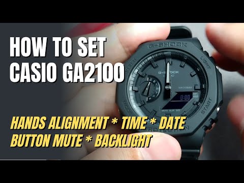 Видео: Как настроить Casio G-Shock GA2100 (выравнивание стрелок, время, дата, подсветка, отключение звук...