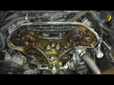 Видео: Замена цепи, помпы, сальника, на Nissan Infiniti, VQ35DE Replacing the chain, pump VQ35DE