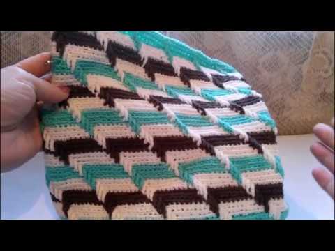 Видео: #РельефныйУзор #3DкрючкомПокругу. Вяжем сумку или подушку.O teste padrão gravado 3D faz crochê em