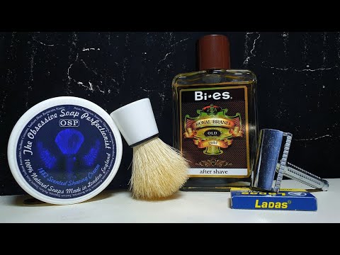 Видео: Бритьё. Т станок Алмаз, крем OSP, лезвия ЛАДАС, лосьон Bi-Es Royal Brand OLD, бюджетный помазок