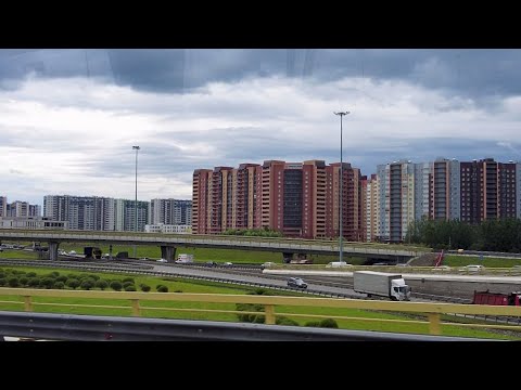 Видео: Загородные и городские дороги Санкт-Петербурга - вид из окна автобуса